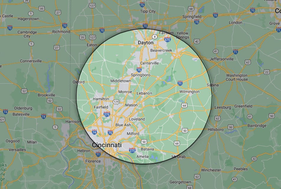 Origin Roofing and Exteriors - Service Area Map