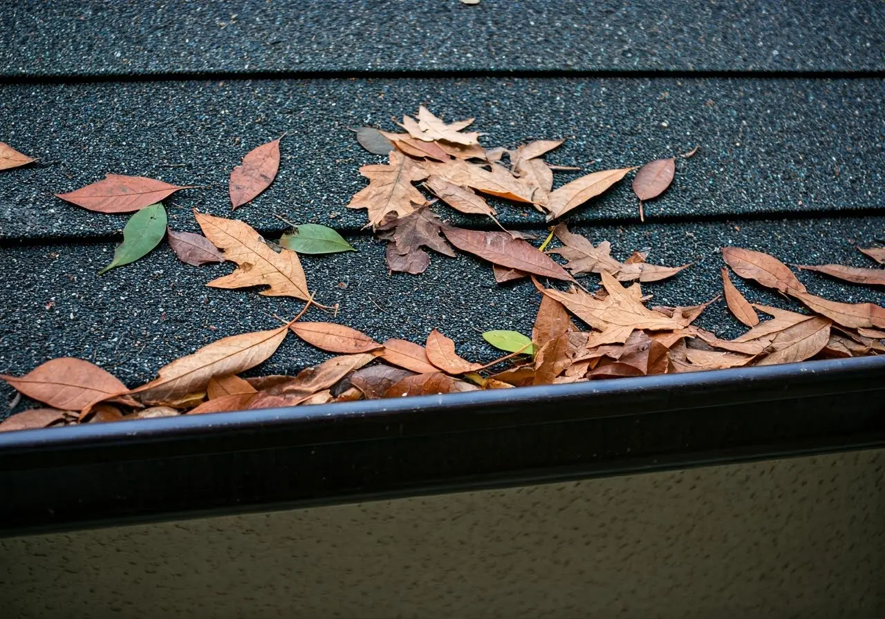 leaves in gutter